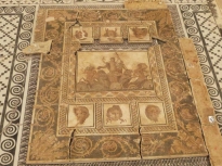 Τα περίφημα ψηφιδωτά στην Αρχαιοθήκη του Δίον , παρουσιάζουν την Αποθέωση του Διόνυσου . 